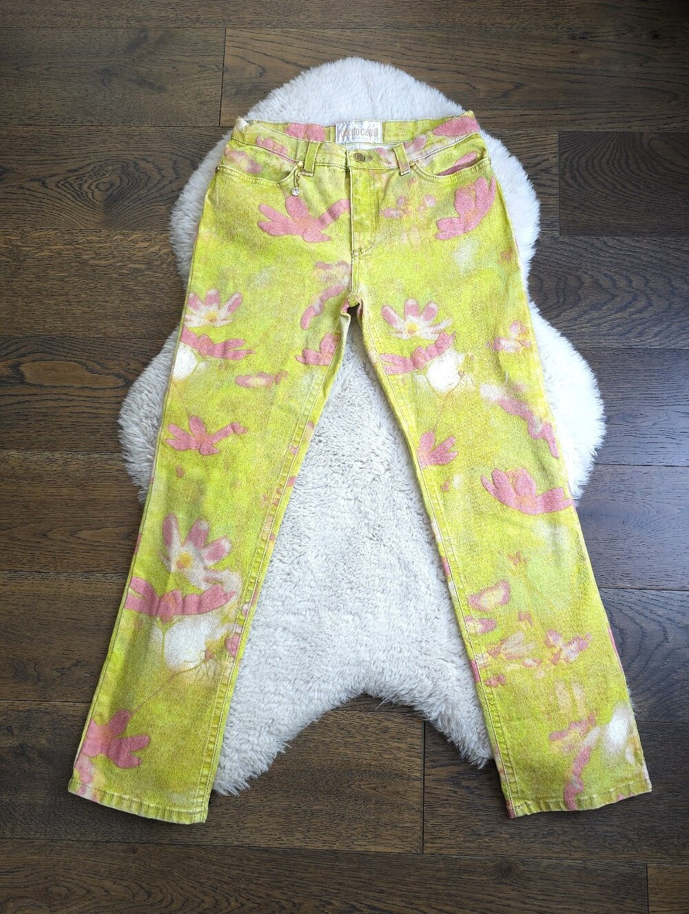 Y2K Roberto Cavalli 90s 2000s Floral Fairy Straight Leg Denim Jeans